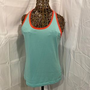 Teal and neon pink athletic tank top